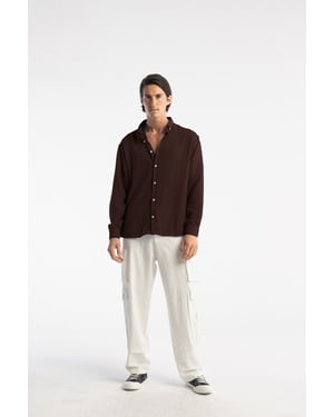 Oversized Knopenhemel met Lange Mouwen