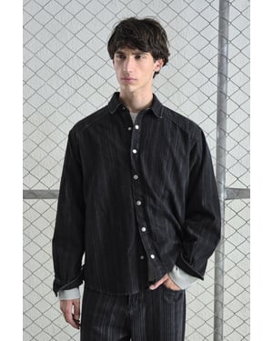 Gestreepte Drukknopen Lange Mouwen Shirt