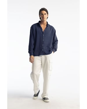 Överdimensionerad Button-Up Skjorta med Lång Ärmar
