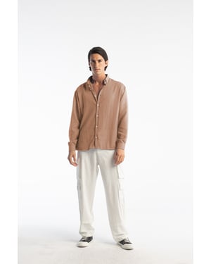 Överdimensionerad Button-Up Skjorta med Lång Ärmar
