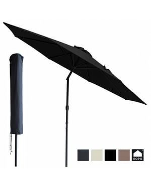 Kopu ® valencia parasol rond 300 cm met beschermhoes zwart