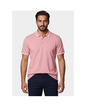 Bos Bright Blue Scotland blue polo heren brick polo plain contrast col spe25108br06sb/738 candy