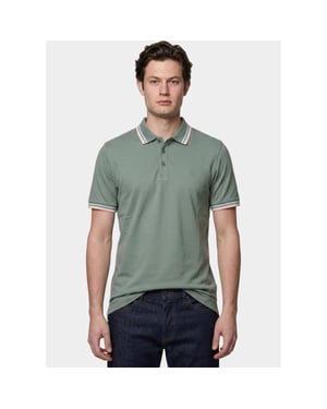 Bos Bright Blue Scotland blue polo heren brick polo plain contrast col spe25108br06sb/361 sea green