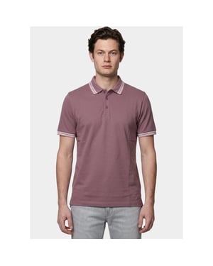 Bos Bright Blue Scotland blue polo heren brick polo plain contrast col spe25108br06sb/765 grape