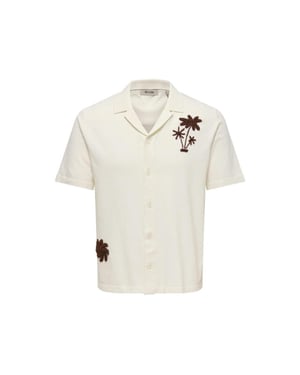 Only & Sons Onsmilo life reg 12 ss shirt knit off-white