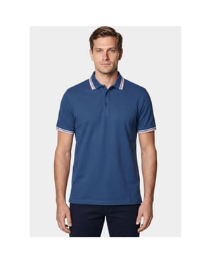 Bos Bright Blue Scotland blue polo heren brick polo plain contrast col spe25108br06sb/268 jeans blue