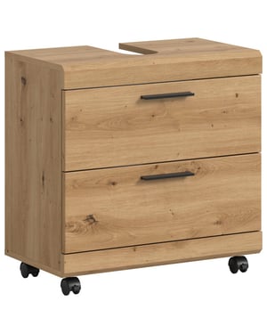 Furnilux Wastafelkast op wielen badkameropbergkast met 2 lades 60x56x34 cm