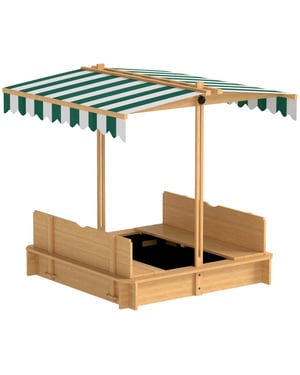 4goodz Zandbak 106x106 cm van hout met deksel banken en rugleuningen