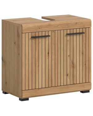 Furnilux Wastafelkast in artisan look badkamer opbergkast met 2 deuren 60 cm