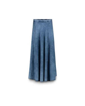 Summum 6s1335-11631 long skirt cotton indigo satee