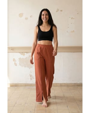 Hög midja vida stickade joggers