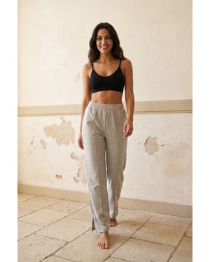 Högmidjade vida stickade joggers