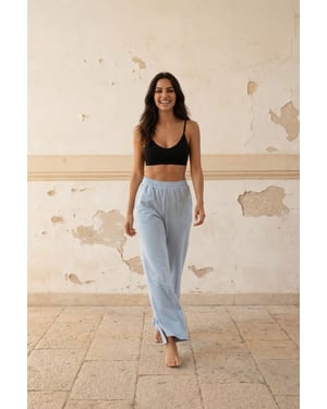 Högmidjade vid leggings i stickat