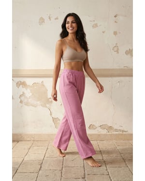 Högmidjade vida stickade joggers