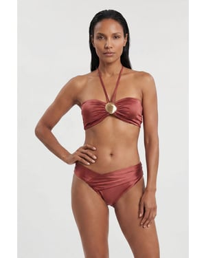 Metallic Bikini Bottom With Wrap Detail