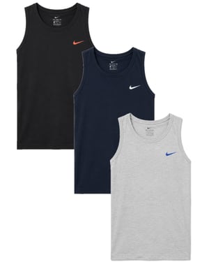 3 Pack Nike Men's Embroidered Swoosh Vest Tank Top in Black / Grey / Navy Blue