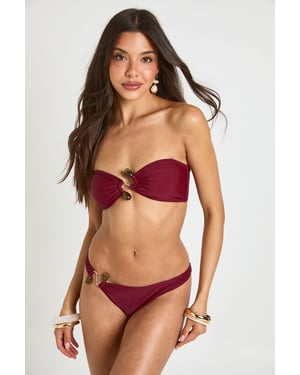 Trim Detail Plunge Top And Brief Bottom Bikini Set