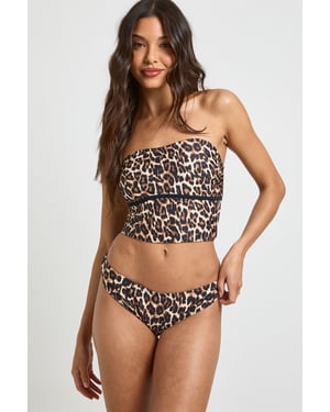 Leopard Print Tankini Bikini Top And High Leg Bikini Bottom