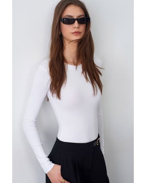Slim Fit Crew Neck Jersey Bodysuit