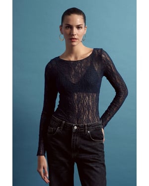 Slim Fit Kant Boot Hals Blouse