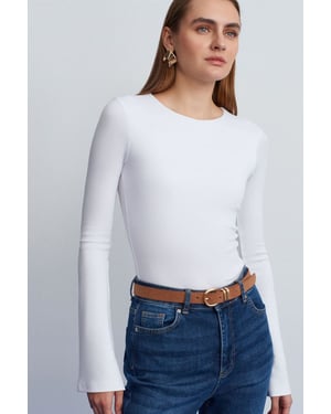 Slim Fit Långärmad Crew Neck Blus