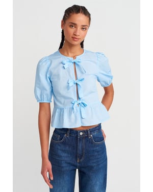 Dames Crop Blouse met Strikdetail