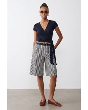 Crop Wrap Blouse met Strikdetail