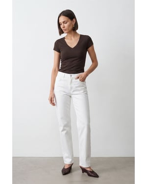 Slim Fit V-hals Jersey Blouse