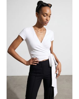 Crop Wrap Blouse met Strikdetail