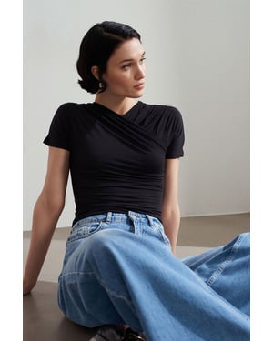 Slim Fit V-hals Jersey Blouse