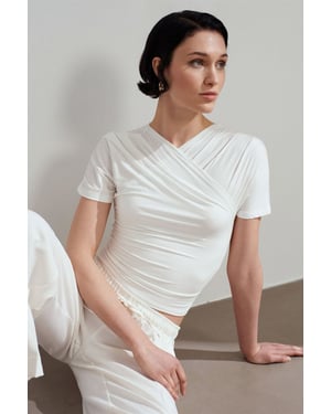 Slim Fit V-hals Jersey Blouse
