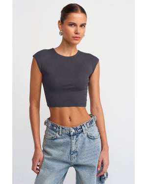 Slim Fit Crop Jersey Blouse