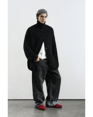 Oversized Ribbad Turtleneck Kofta