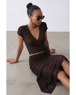 Crop Wrap Blouse met Strikdetail