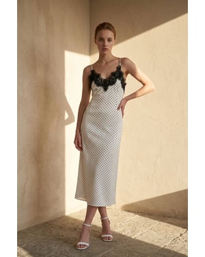 Dames Polkadot Chiffon Maxi Jurk