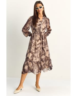 Paisley V-hals Midi-jurk