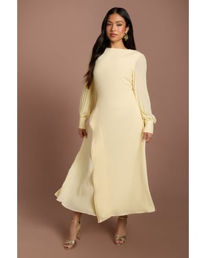 Petite Long Sleeve Pleated Crepe Midaxi Dress