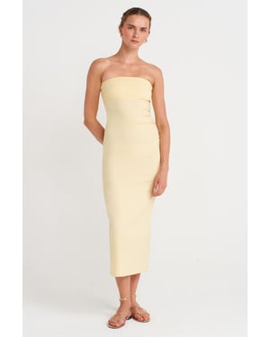 Strapless Bodycon Midi-jurk met Split