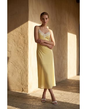 Dames Polka Dot Chiffon Maxi Jurk