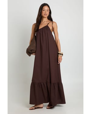 Tall Beaded Tie One Shoulder Smock Maxi Dress