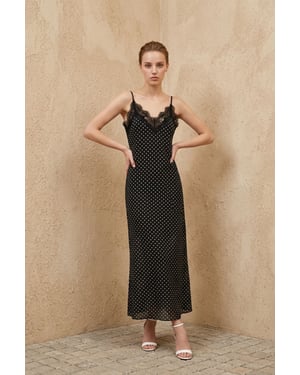 Kvinnors Polka Dot Chiffon Maxiklänning
