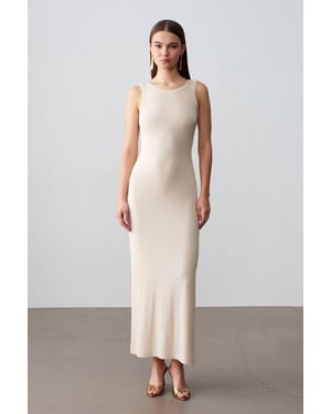 Geribbeld Mouwloos Bodycon Maxi Jurk
