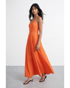 Seam Detail Strappy Full Skirt Midi Dress