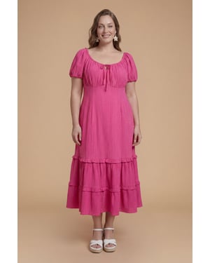 Plus Sweetheart Ruffle Tiered Hem Midi Dress