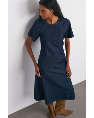 Katoenen Denim Midi A-lijn Jurk