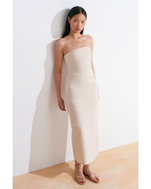 Strapless Bodycon Midi Jurk Met Splits