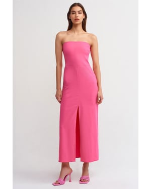 Strapless Aansluitende Midi-jurk met Splits