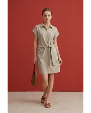 Katoenen Poplin Mini Overhemdjurk