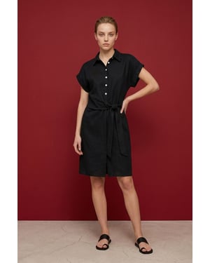 Katoenen Poplin Mini Overhemdjurk