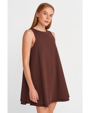Katoenen Poplin Mouwloze Mini Shiftjurk